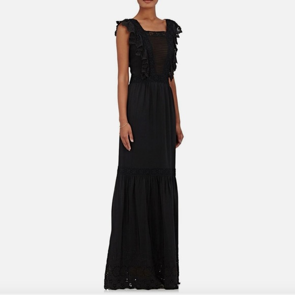 NWOT $750 ULLA JOHNSON Amelie 100% Silk Embroidered Lace Ruffled Maxi Dress Gown - Picture 2 of 13